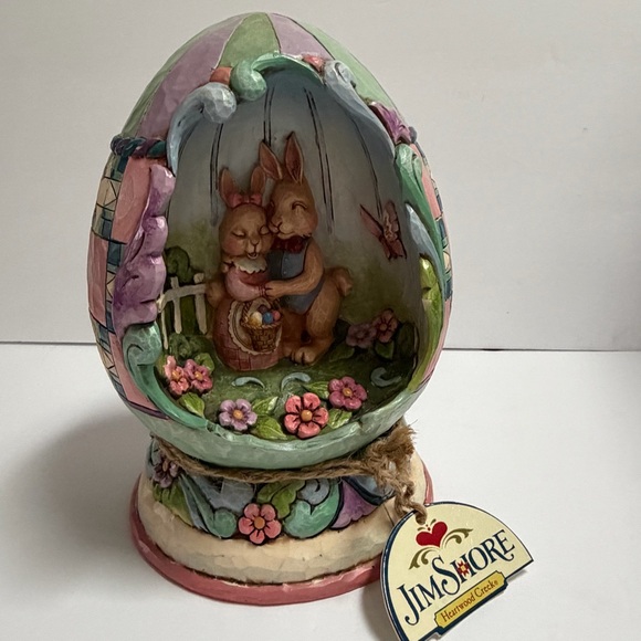Easter Egg with Bunnies Spring Love Figurine light Up Jim Shore - Picture 15 of 16